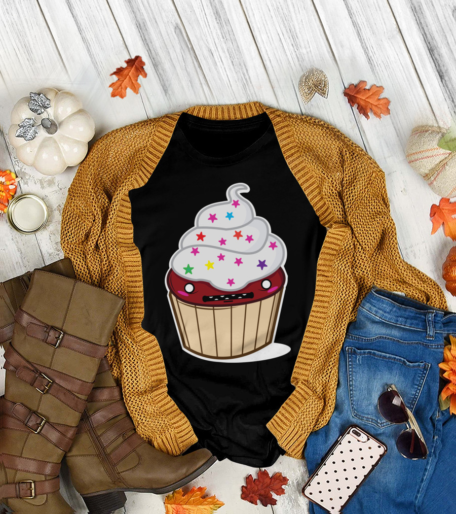 Cupcakey Kawaii Starry Face Frosting T-Shirt