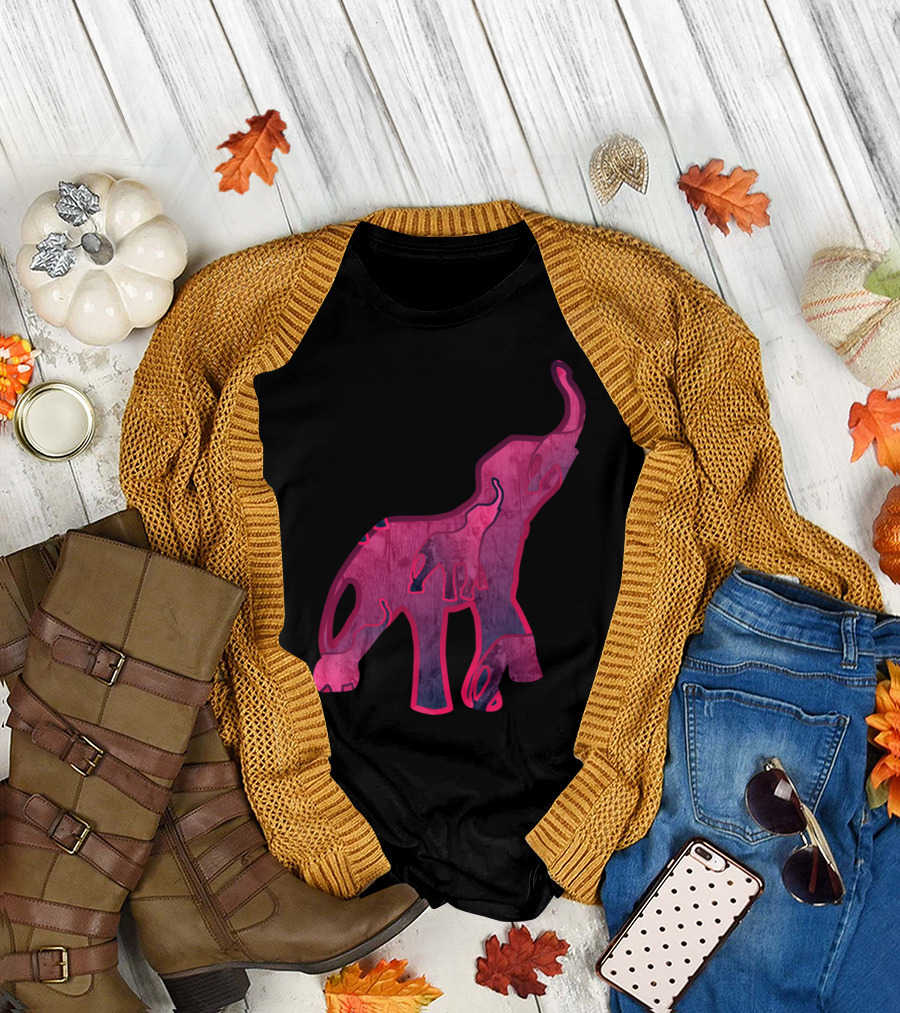 Elephants Design Pink Multilayered Elephants T-Shirt