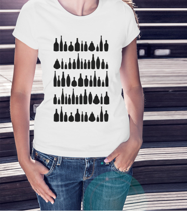 Bottles Black Silhouette Collection Minimalistic T-Shirt