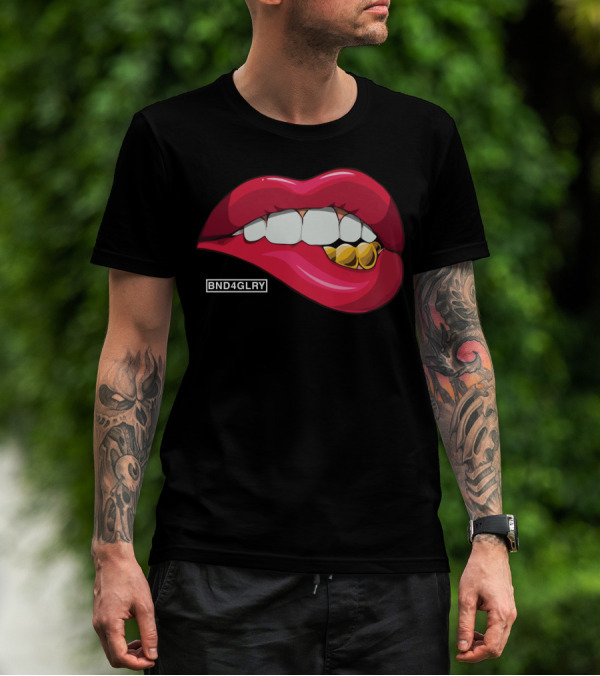 BND4GLRY Bottom Fronts Gold Teeth Lips T-Shirt