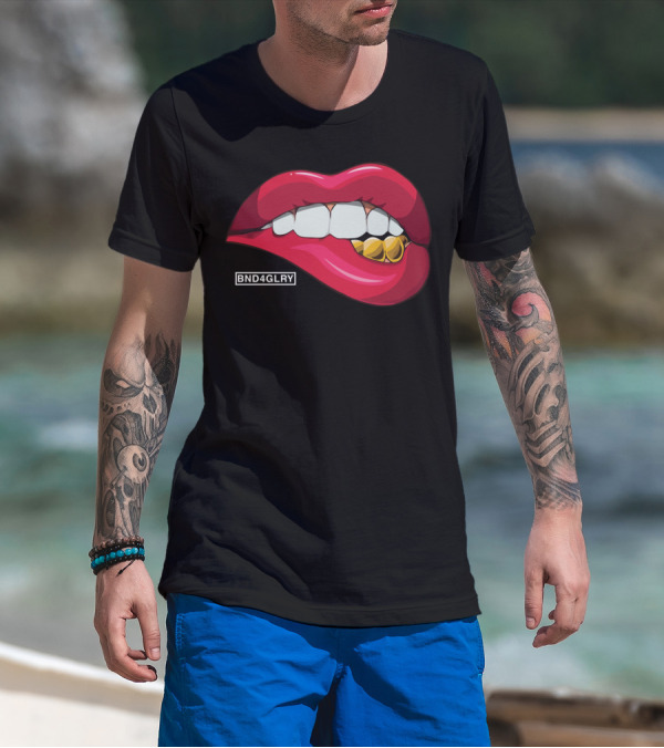 BND4GLRY Bottom Fronts Gold Teeth Lips T-Shirt