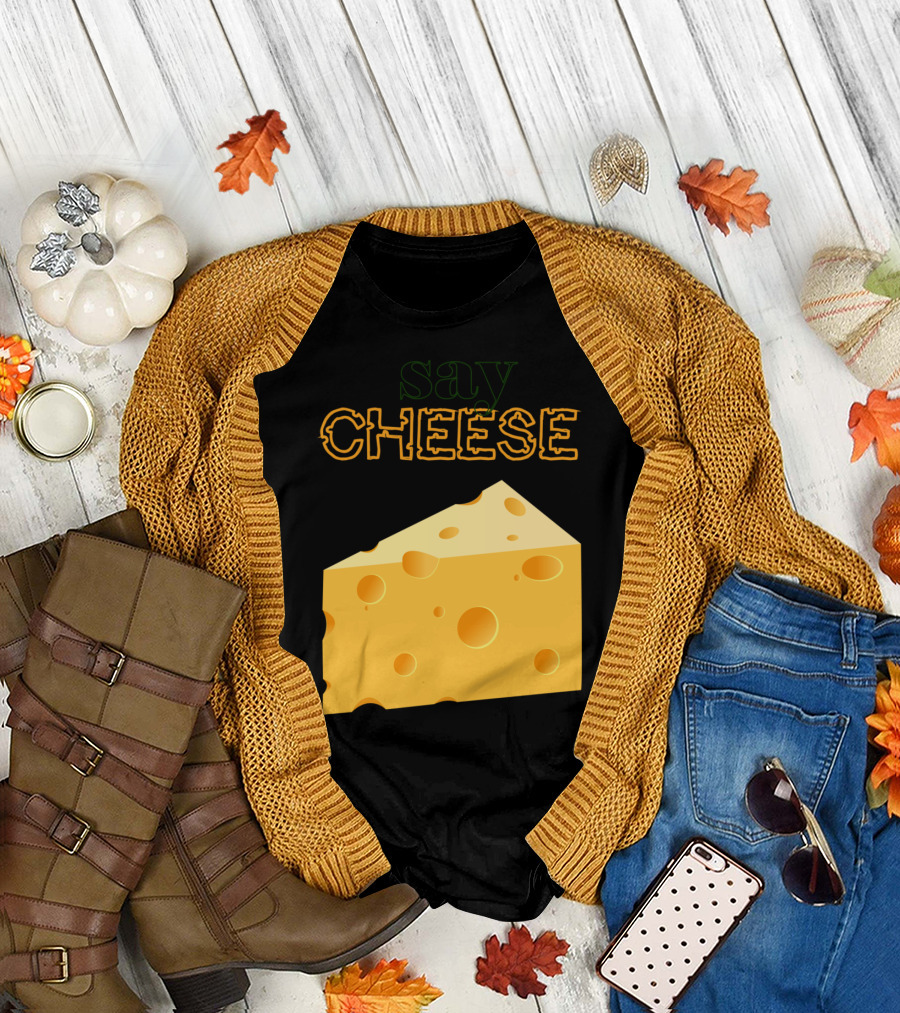 SAY CHEESE Swiss Cheese Wedge T-Shirt