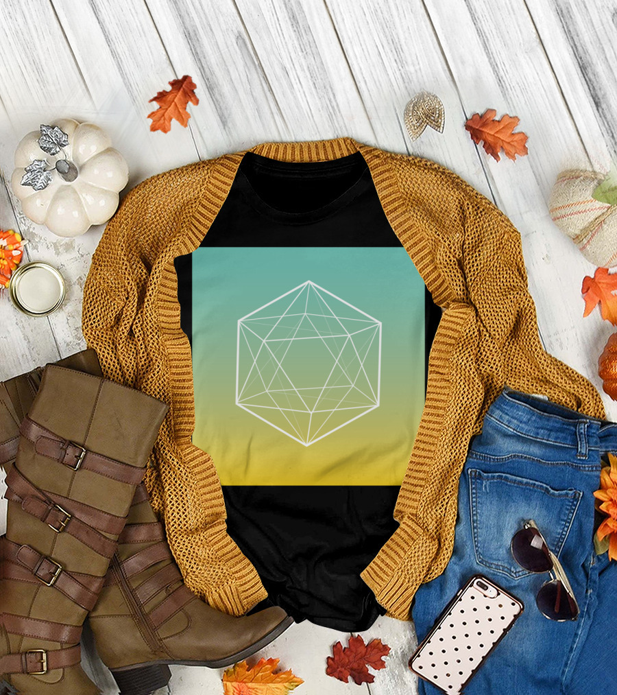 Geometrical Line Hexagon Gradient T-Shirt