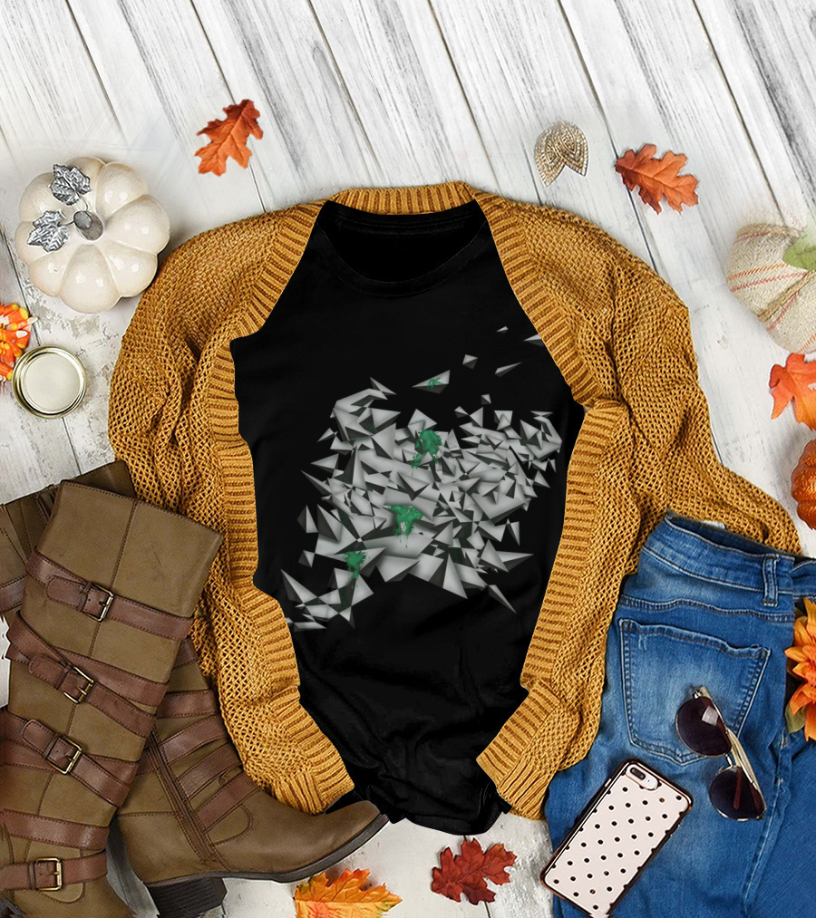 Emerald Geometric Fractals with Green Highlights T-Shirt