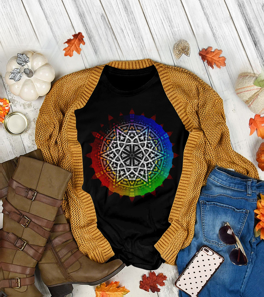 Geometry Mandala Rainbow Sunburst T-Shirt