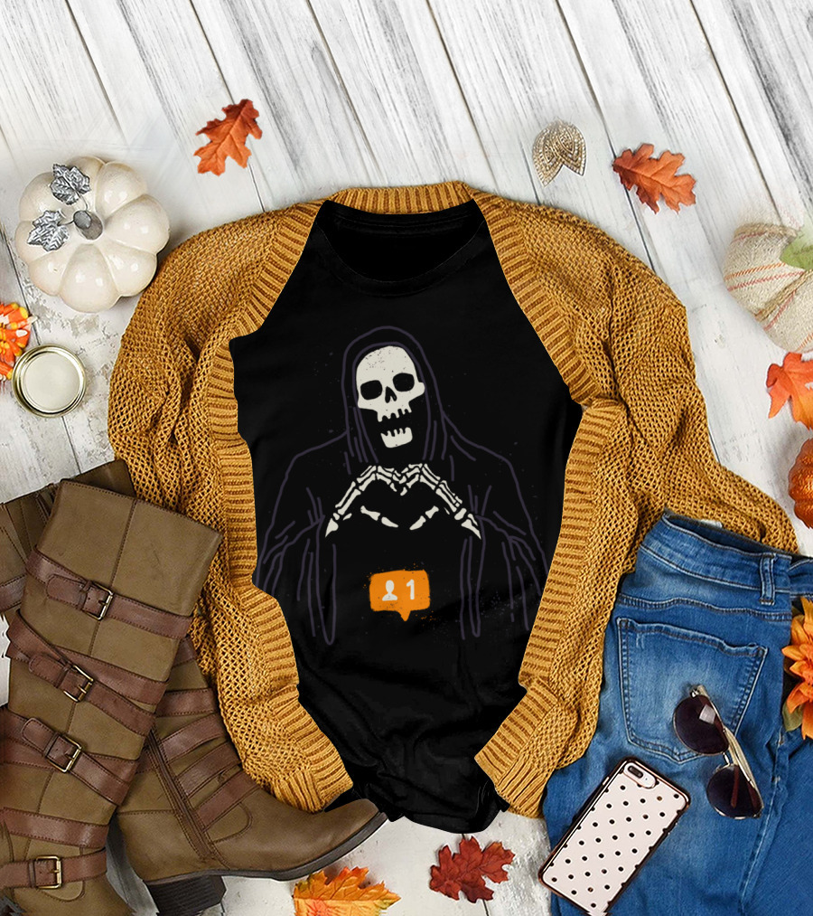 New Follower Skeleton Heart Notification T-Shirt