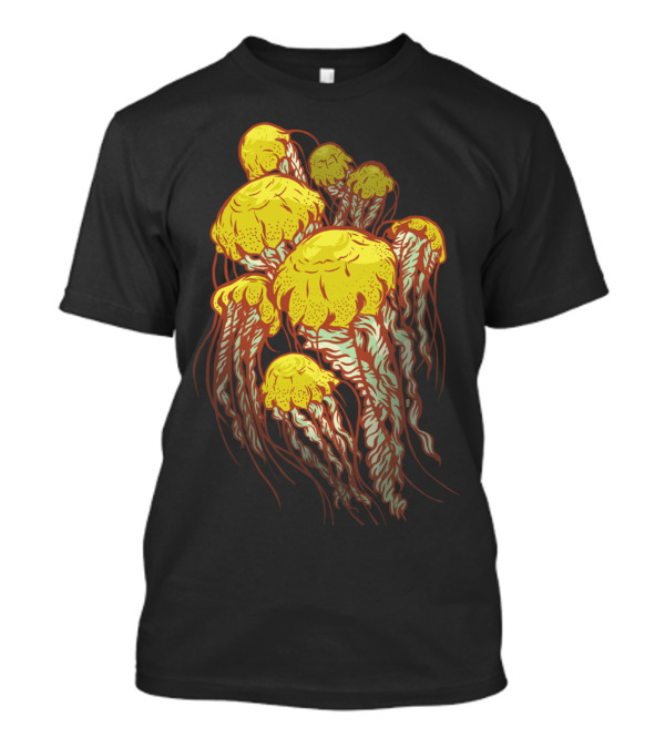 Jelly Bloom Yellow And Brown Jellyfish Cluster T-Shirt