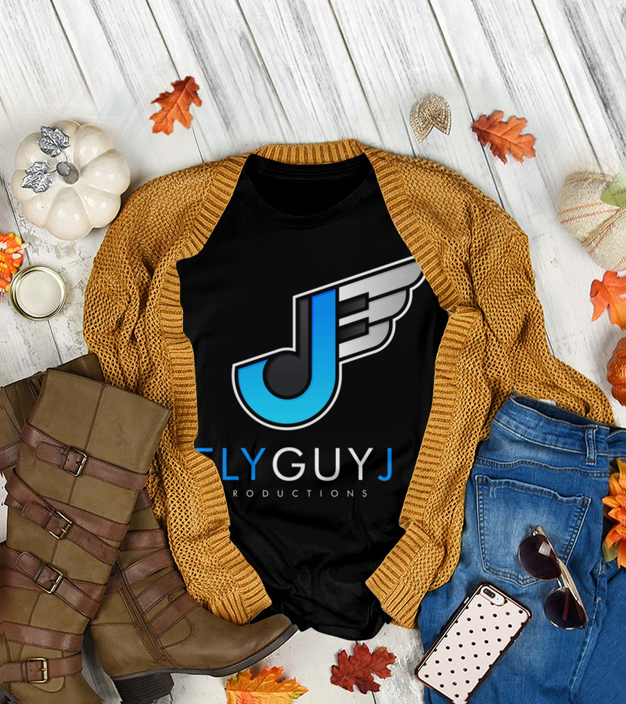 FLY GUY J PRODUCTIONS Logo Winged Blue J T-Shirt