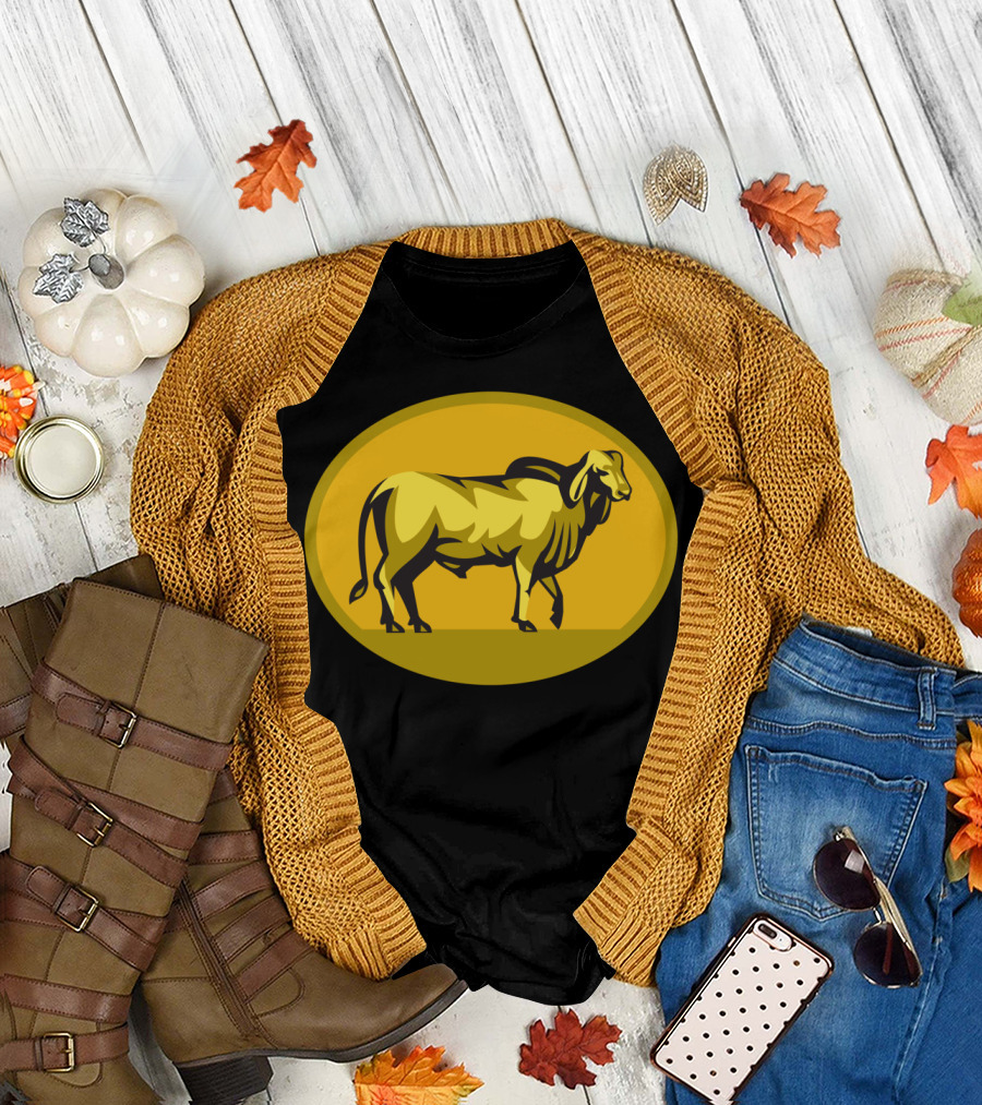 Brahman Bull Oval Retro T Yellow Bull Vintage Oval T-Shirt