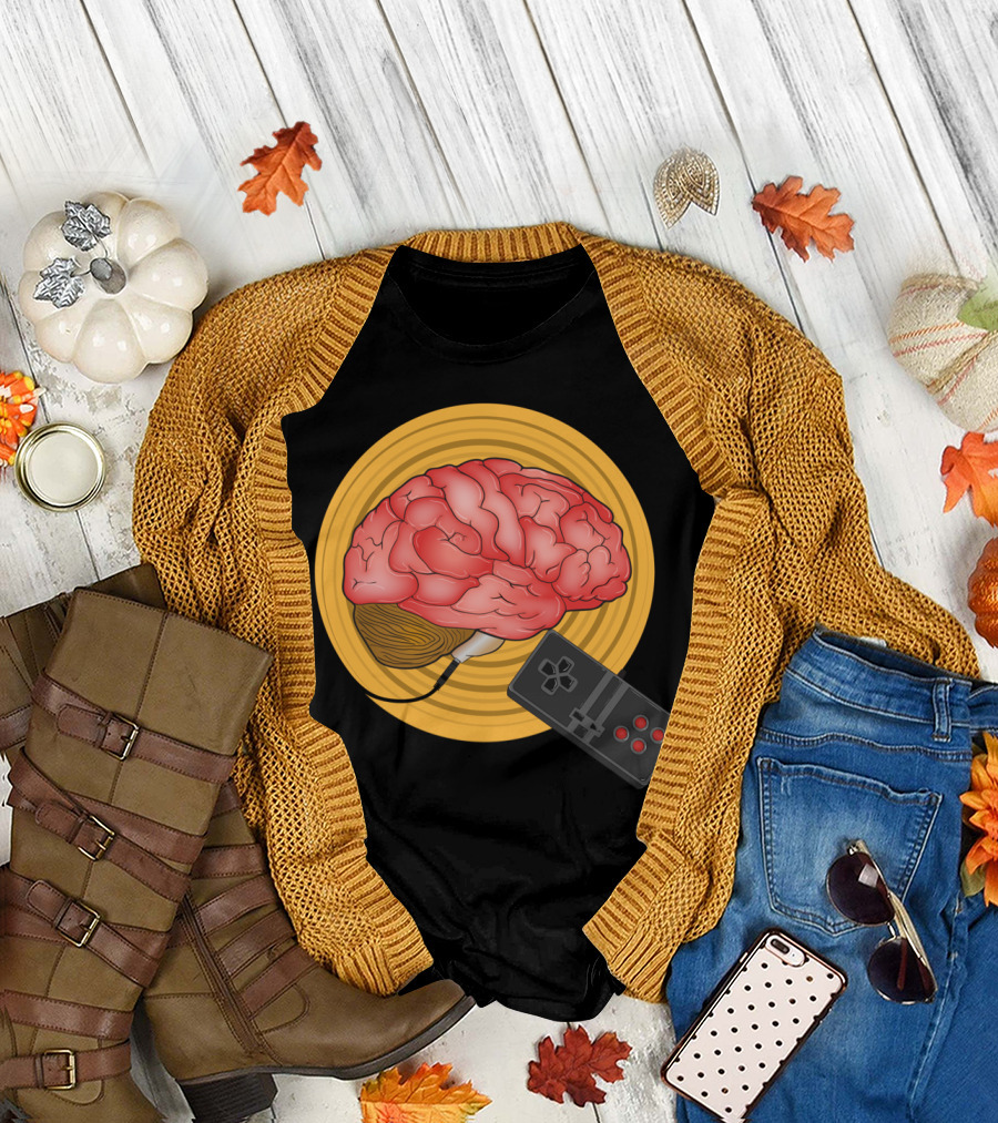 Brain Control Retro Game Controller Connection T-Shirt