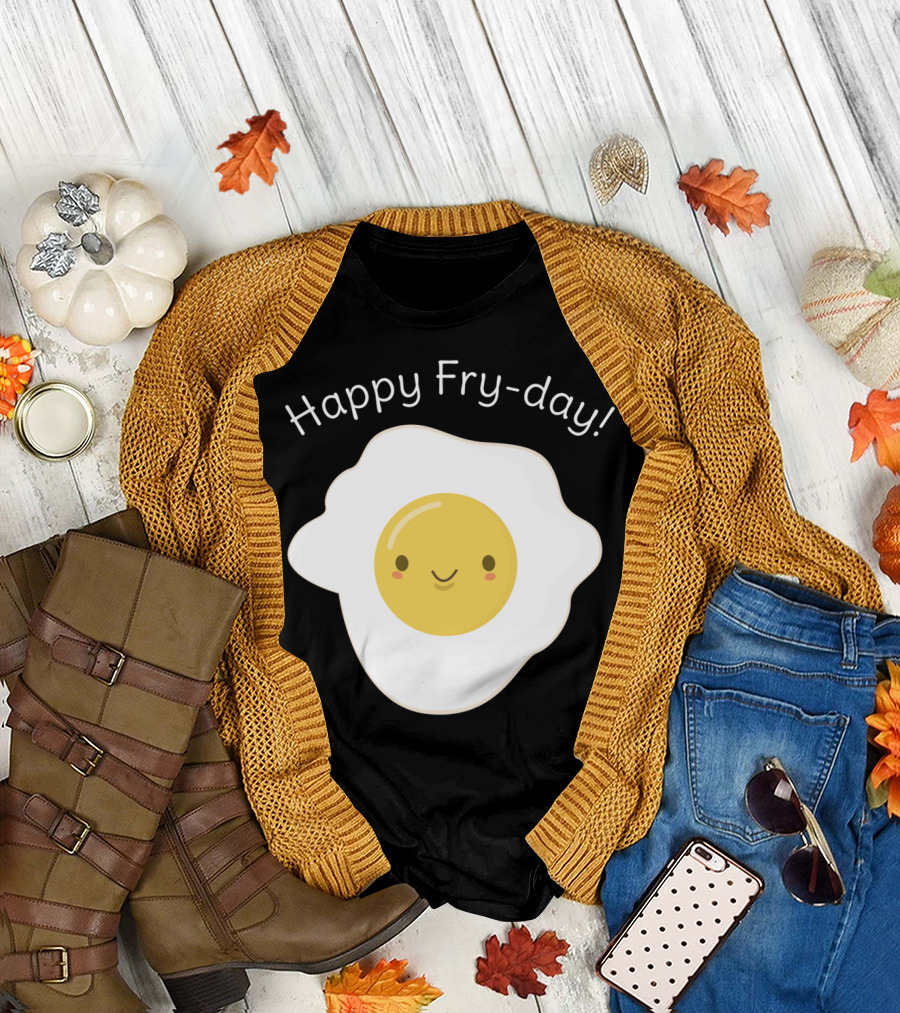 Happy Fry-day Cute Kawaii Egg Pun T-Shirt
