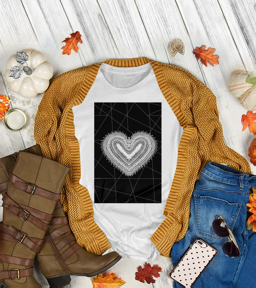 Heart Line A Lace Geometric T-Shirt