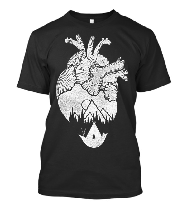 Heart Of Wanderer Mountains Forest Teepee Scene T-Shirt