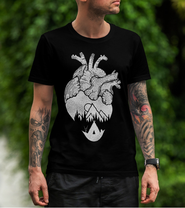 Heart Of Wanderer Mountains Forest Teepee Scene T-Shirt