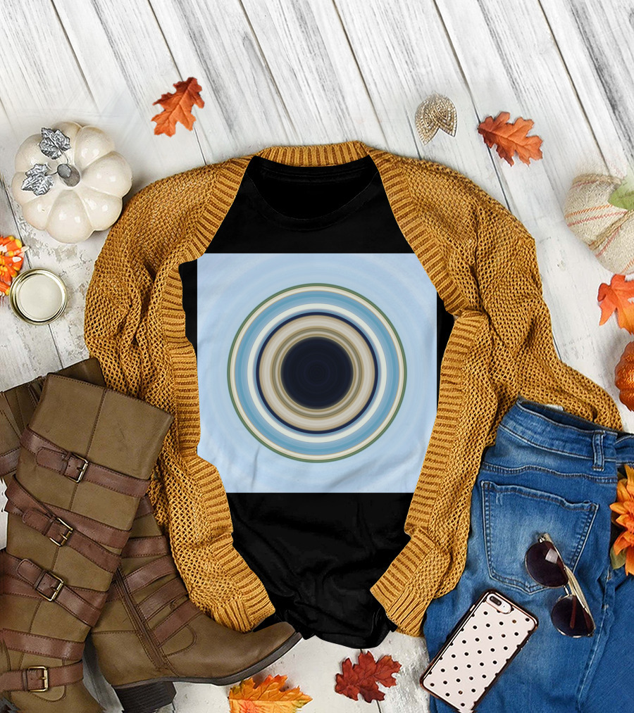 Circle Art Sea Blue Green Brown Concentric Rings T-Shirt
