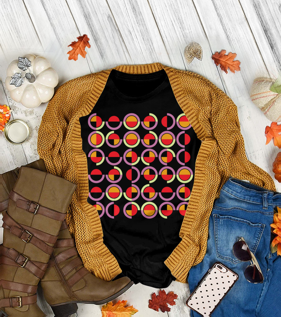 Semicircles And Arcs Retro Geometric T-Shirt