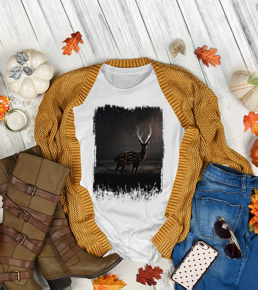 Ghost Of A Deer Starry Night Stag T-Shirt