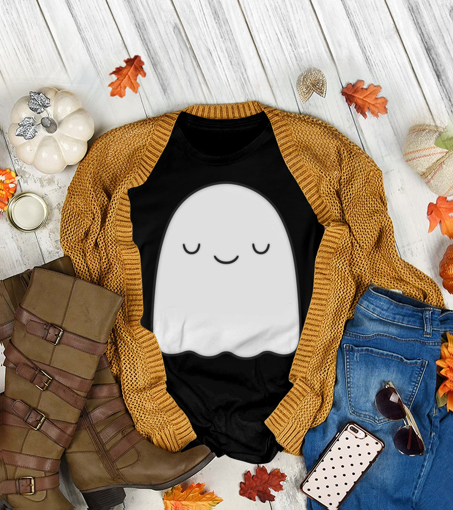 Ghost Happy Face Halloween Kawaii T-Shirt