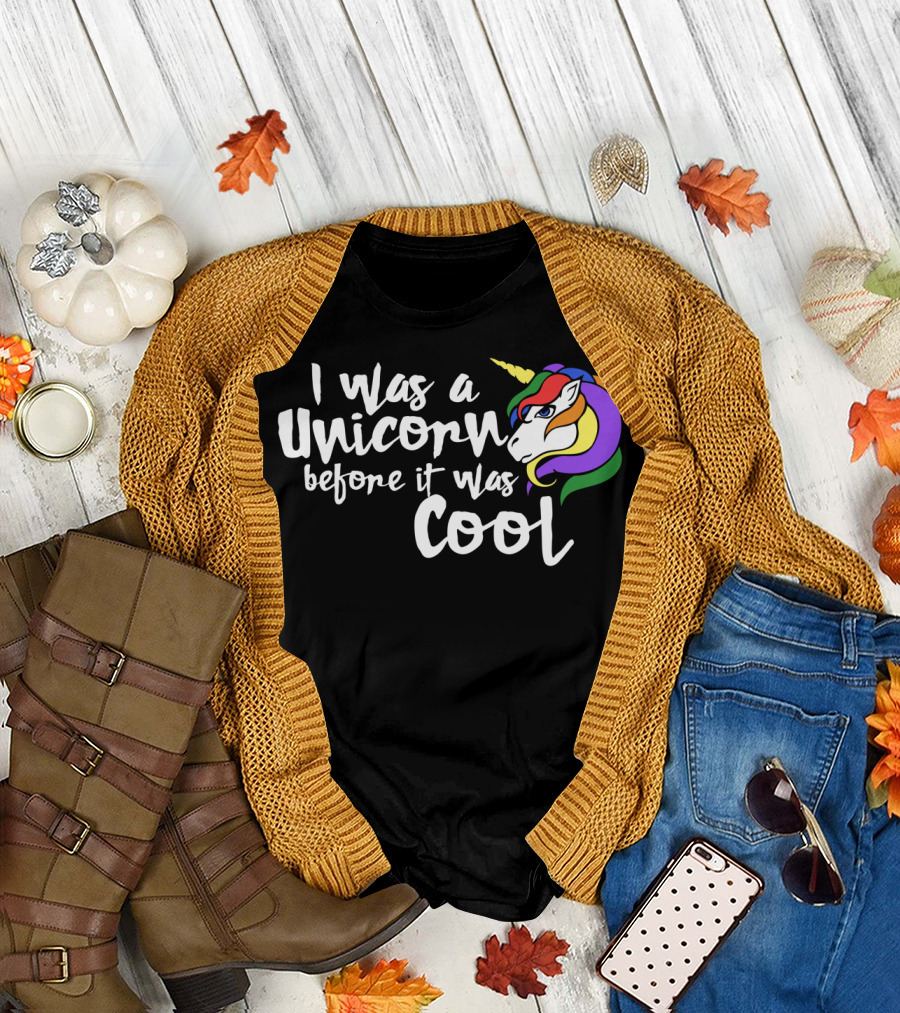 I Was A Unicorn Before It Was Cool Rainbow Unicorn Head T-Shirt