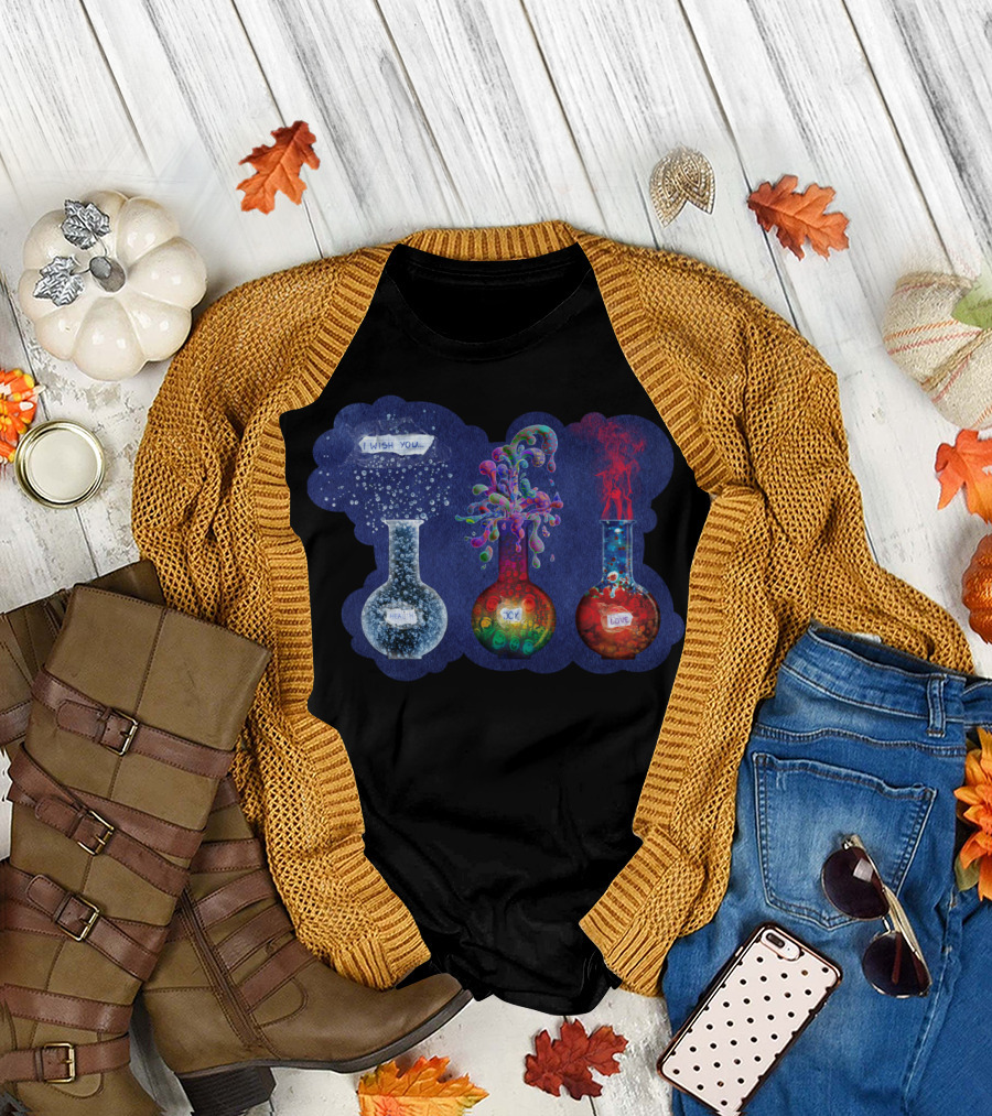 I Wish You Health Joy Love Potion Bottles Fantasy T-Shirt