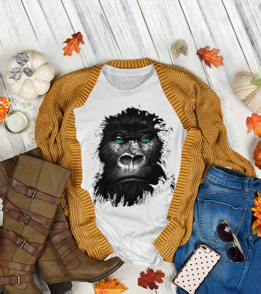 King Ape Fierce Blue-Eyed Gorilla Face T-Shirt