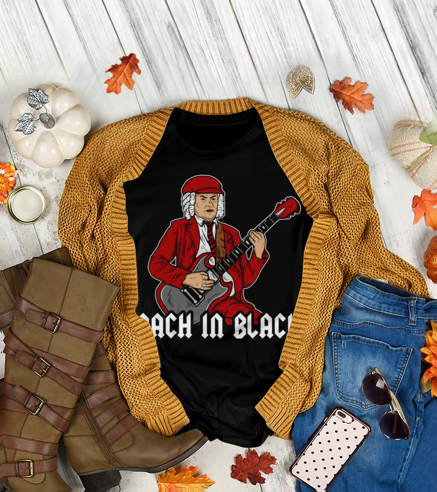 Bach In Black Guitar Rock T-Shirt