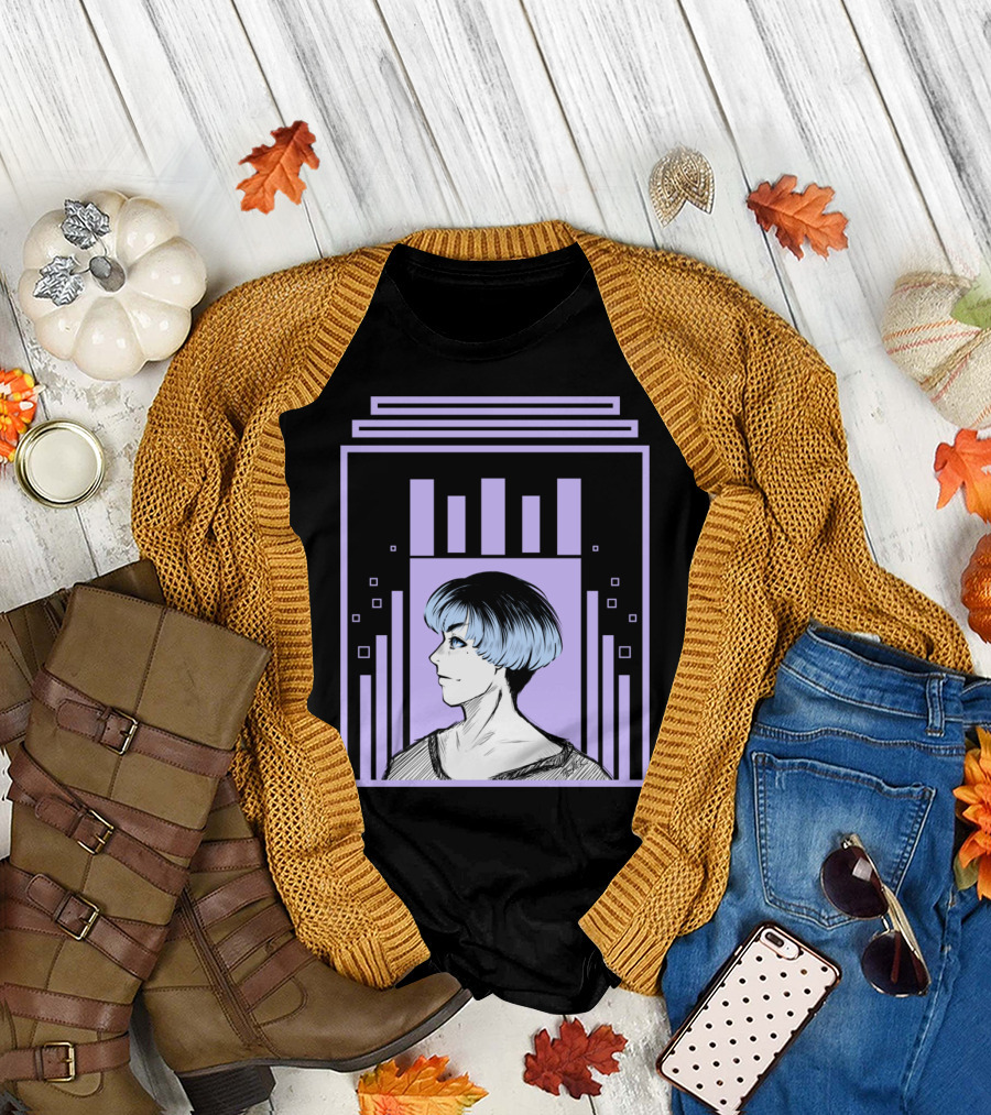 Digital Winter Monochrome Portrait with Geometric T-Shirt