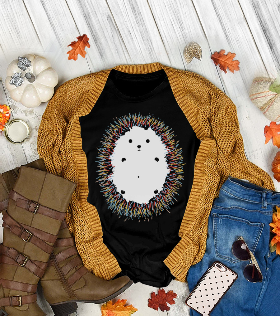 Cute Colored Illustrated Hedgehog Animal Cartoon Spiky T-Shirt