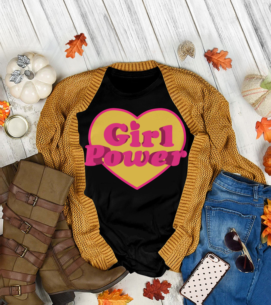 Girl Power Heart Shaped Typographic Desi Bold Pop T-Shirt