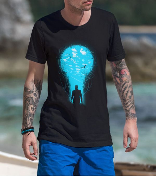 Bright Sider Light Bulb Sky Silhouette Journey T-Shirt