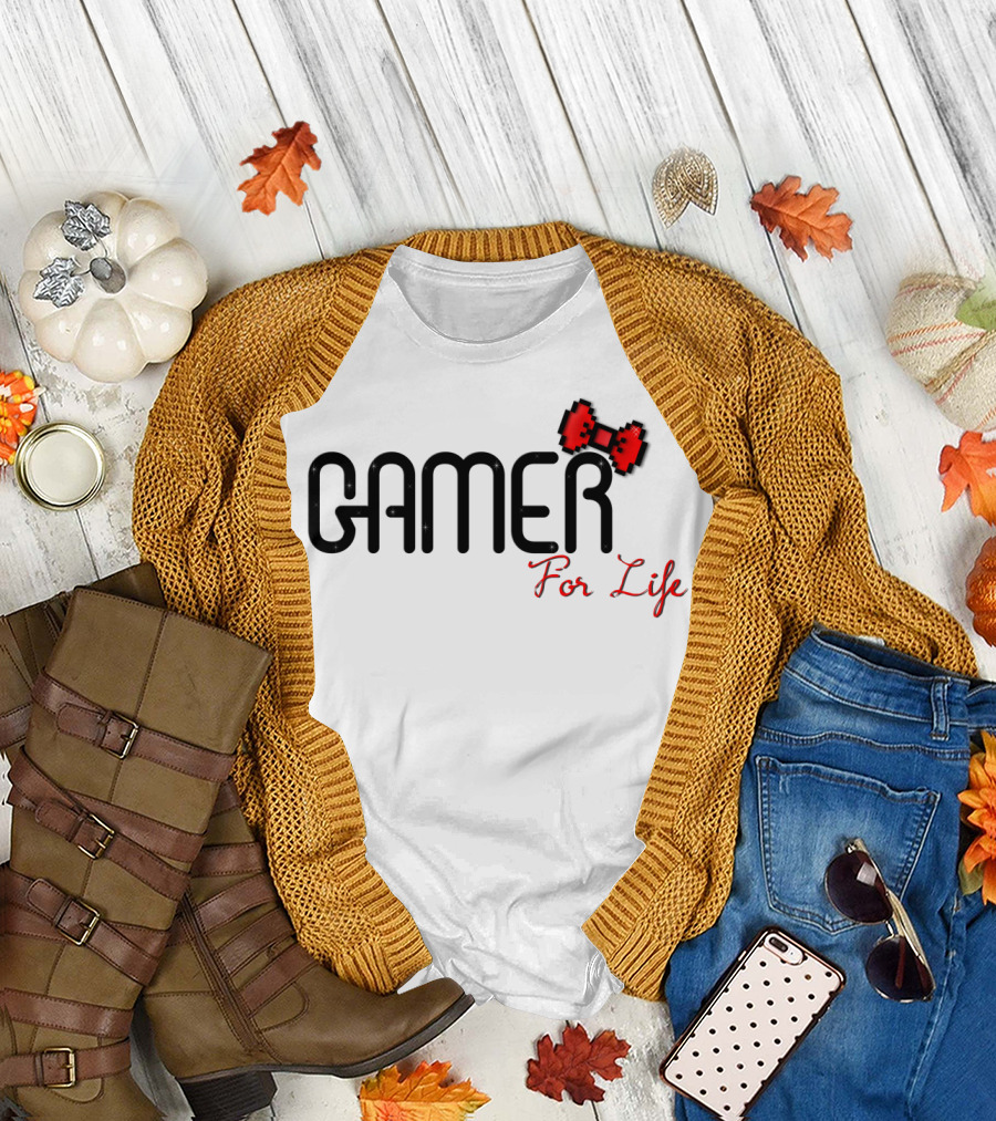 Gamer For Life Pixel Bow T-Shirt