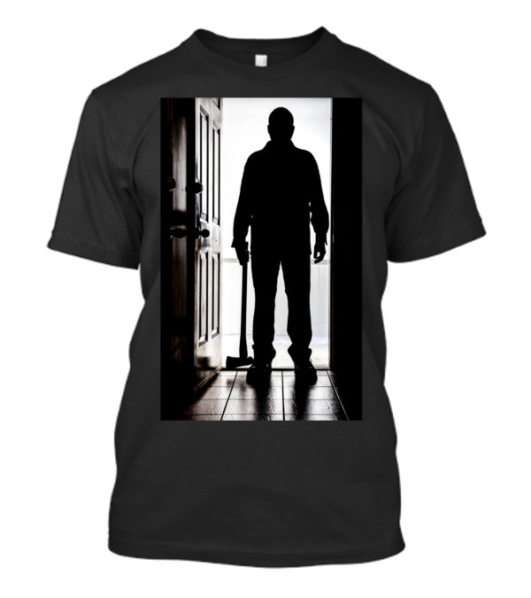 Bad Man With Axe Dark Figure By Doorway T-Shirt
