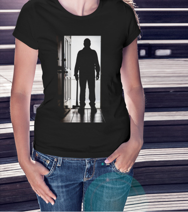 Bad Man With Axe Dark Figure By Doorway T-Shirt
