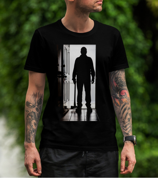 Bad Man With Axe Dark Figure By Doorway T-Shirt