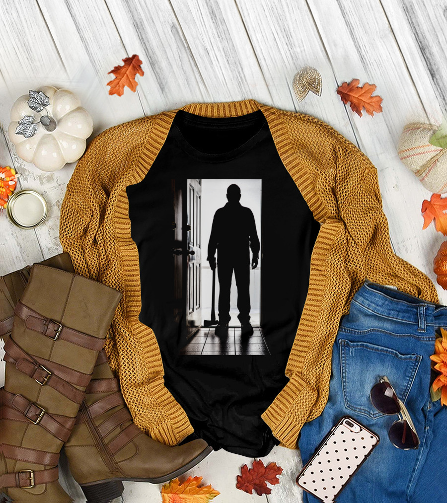 Bad Man with Axe Dark Figure by Doorway T-Shirt