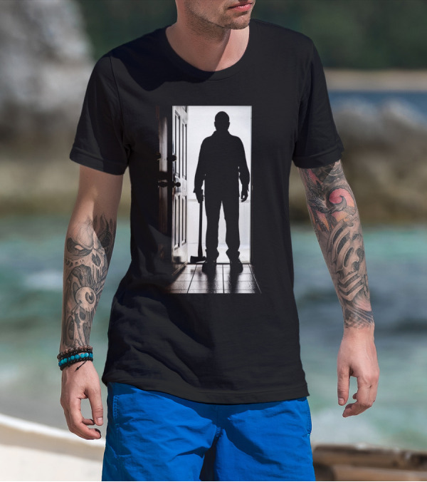 Bad Man With Axe Dark Figure By Doorway T-Shirt