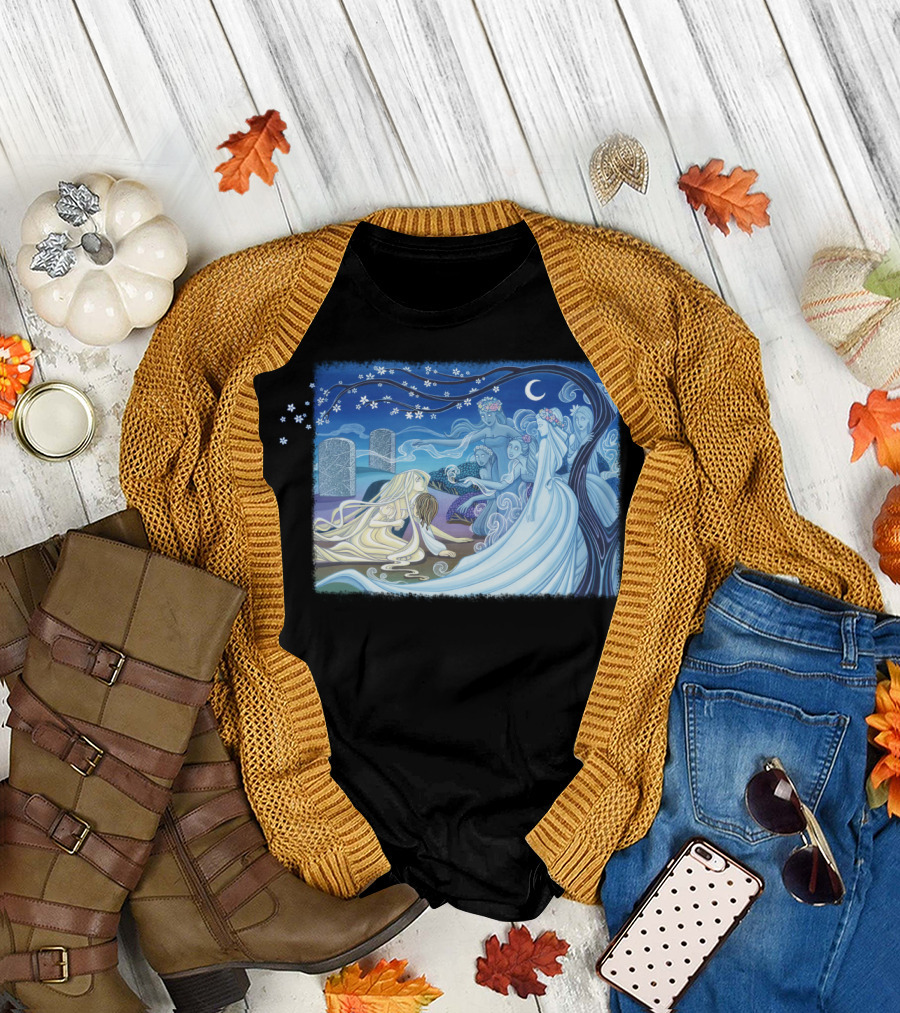 Giselle and Wilis Moonlit Dance Under the Blossoming Tree T-Shirt