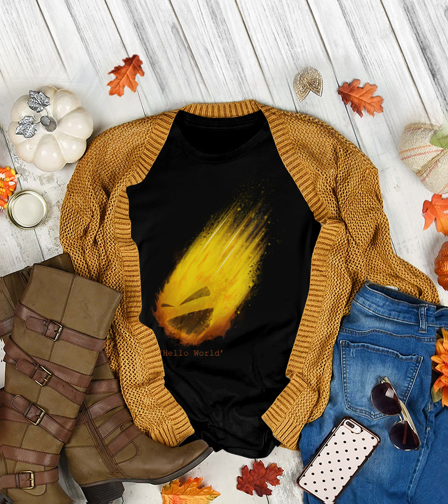 Hello World Flaming Comet with Face T-Shirt