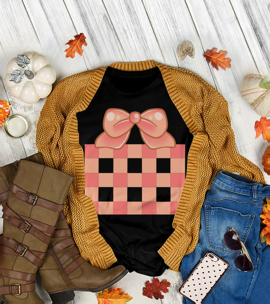 Bristol Bow 2.0 S Checkerboard Pink Bow T-Shirt