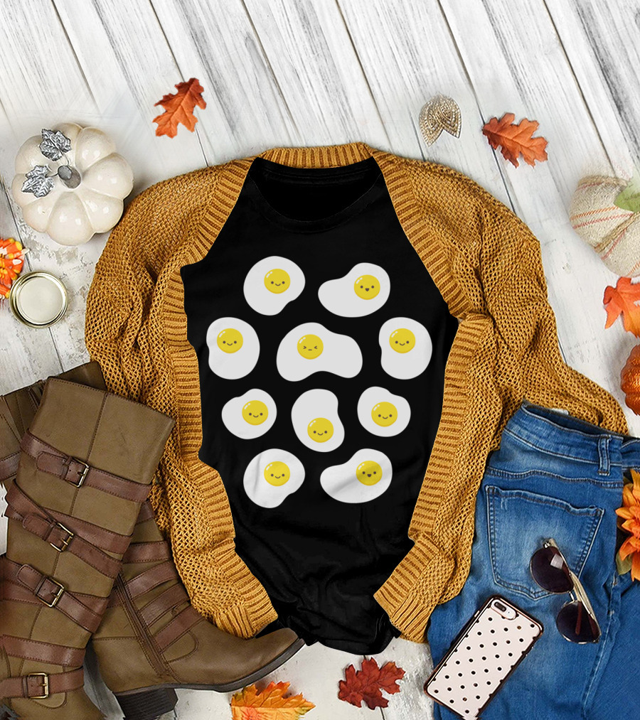 Cute Yellow Smiling Fried Eggs T-Shirt