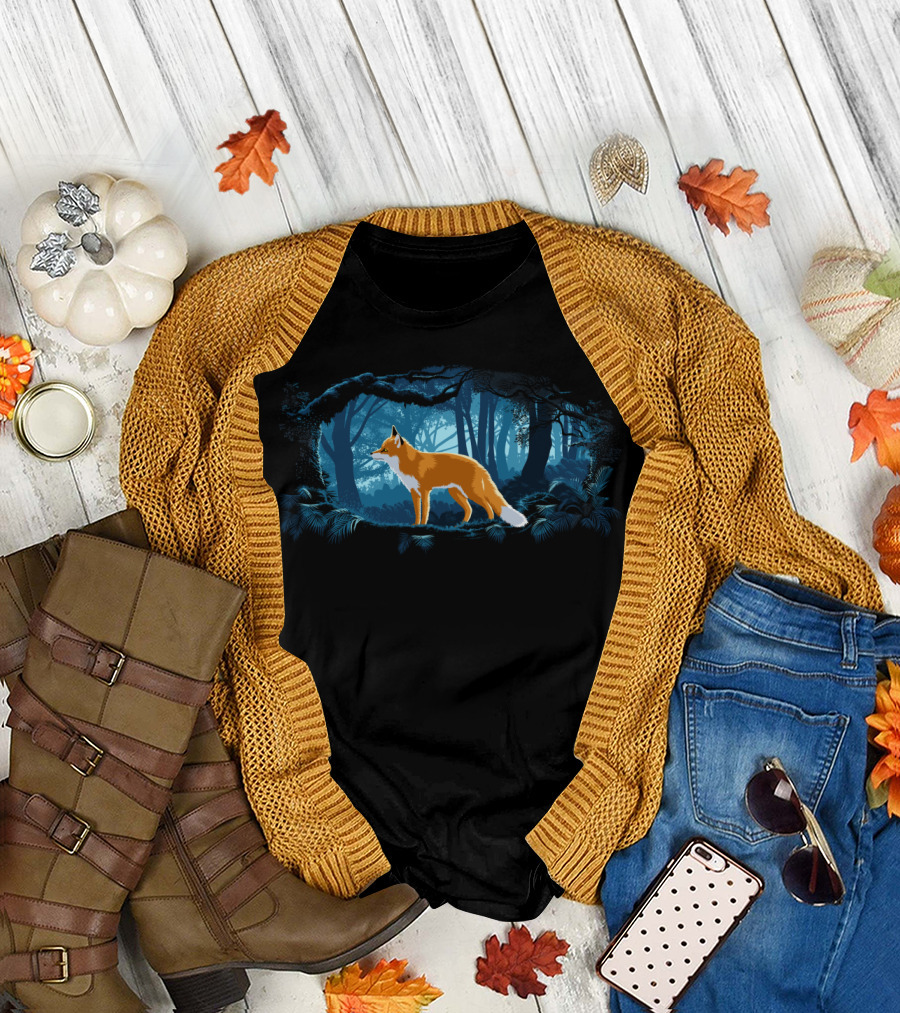 Fox In The Forest Woodland Scene T-Shirt