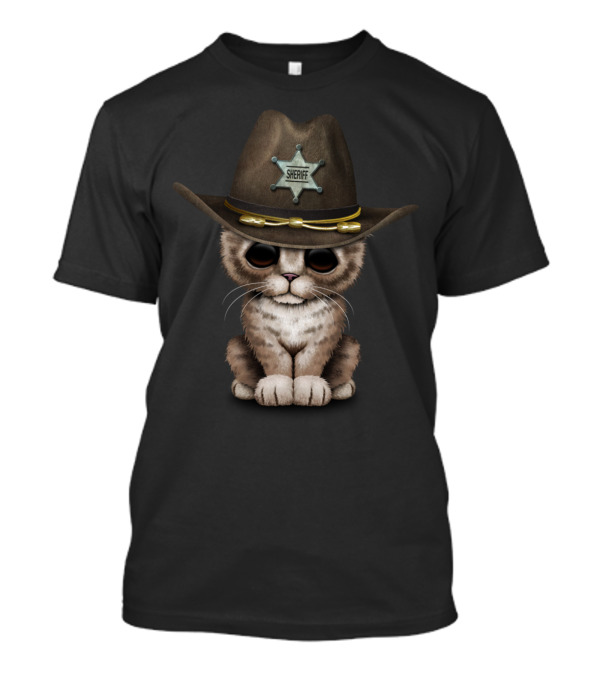 Sheriff Hat Kitten With Badge T-Shirt