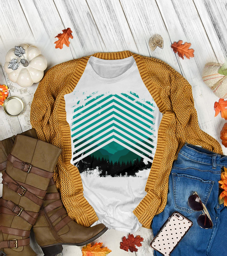 Environmental Condition Mountain Forest Chevron T-Shirt