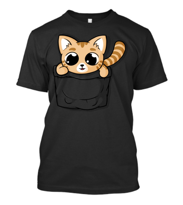 Cute Orange Cat In Pocket T-Shirt
