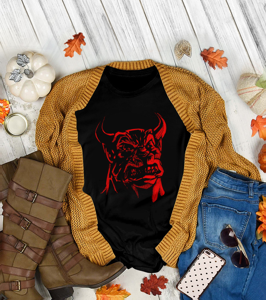 Barbados The Bull Man Fierce Red Demon Face T-Shirt