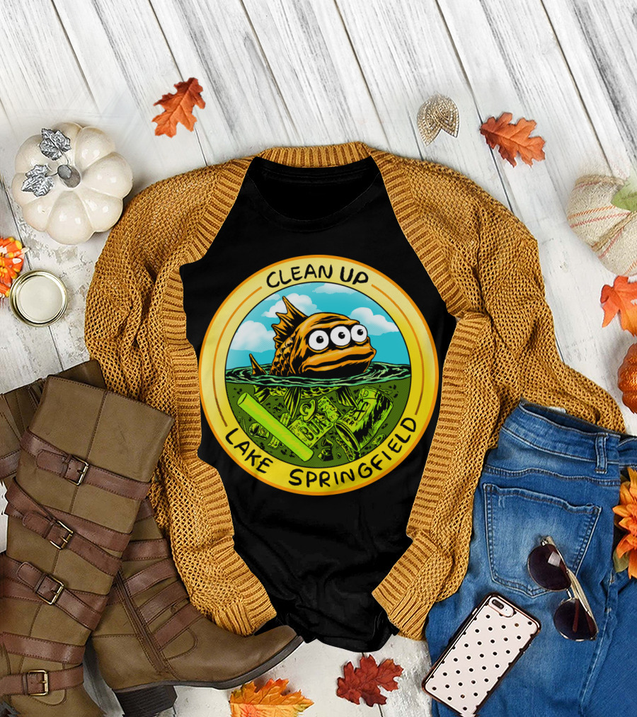 Clean Up Lake Springfield Iconic Fish Pollution Awareness T-Shirt