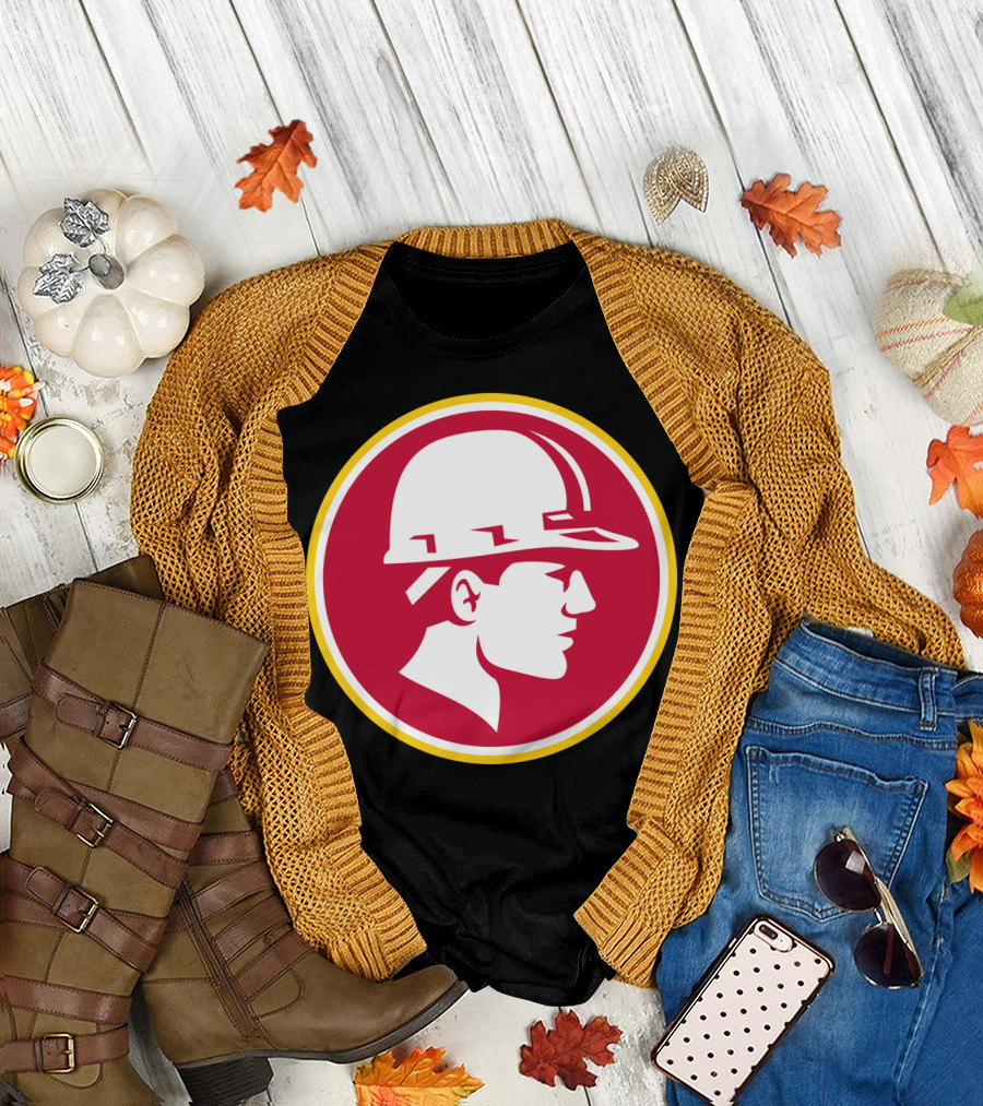 Builder Hardhat Profile Emblem Retro Circle T-Shirt