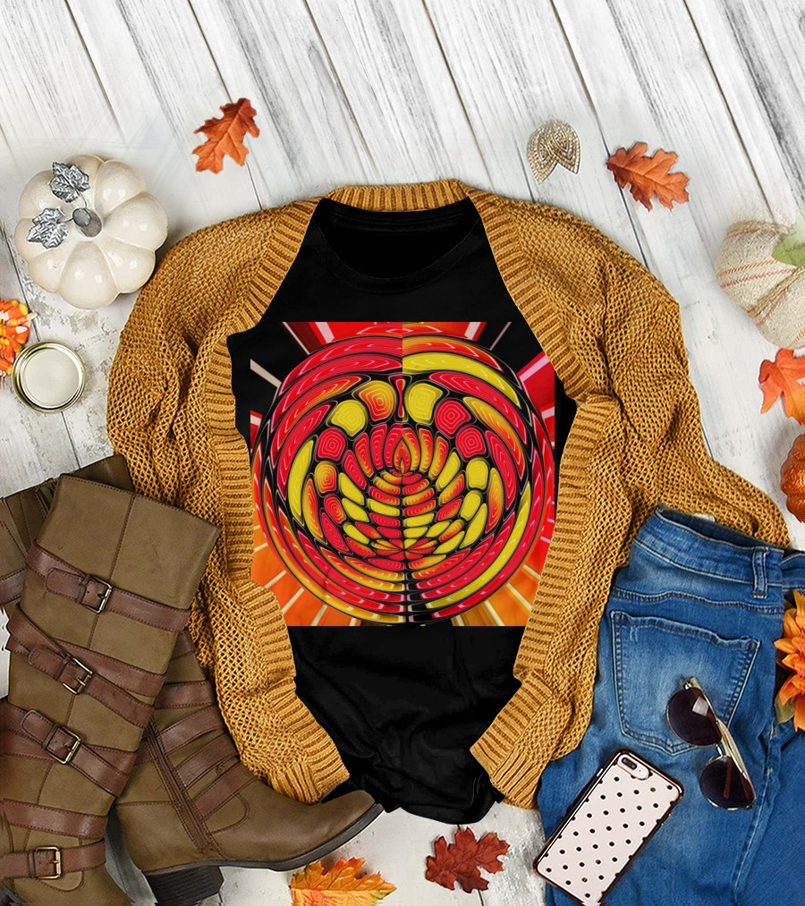 Vibrant Reds Optical Illusion Spiral T-Shirt