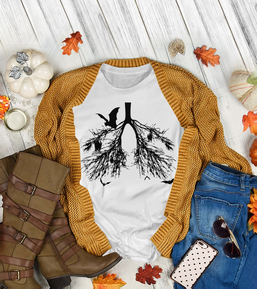 Bats In My Lungs Lungs Trees and Flying Bats Dark T-Shirt