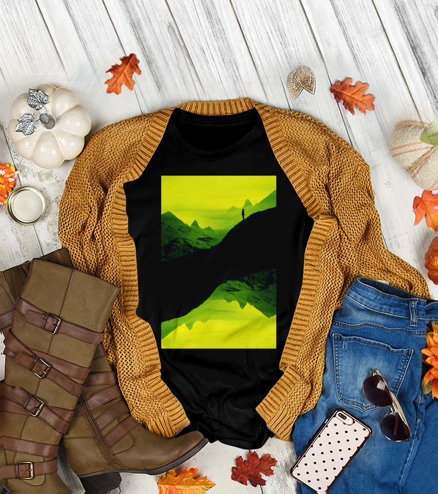 Vibrant Wasteland T S Mountain Horizon Reflection T-Shirt